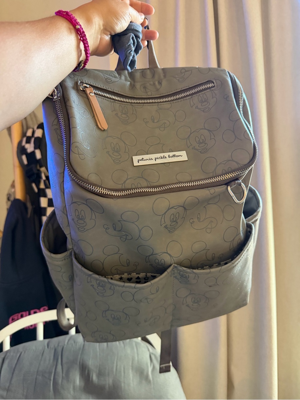 Petunia Pickle Bottom Gray Mickey Mouse Pattern Backpack / DIAPER BAG